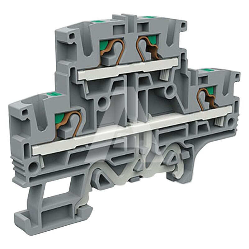Złącze push-in 4 mm², 2-piętrowe, PE, szare, EFD.4/E/GR