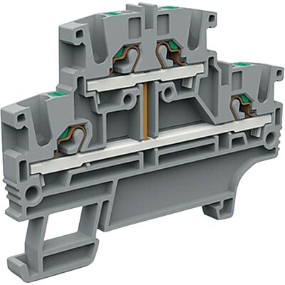 Złącze push-in 2,5 mm², 2-piętrowe, z mostkiem wewnętrznym pionowym, szare, EFD.2/CI/GR