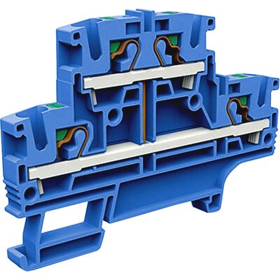 Złącze push-in 4 mm², 2-piętrowe, z mostkiem wewnętrznym pionowym, niebieskie, EFD.4/CI/BL