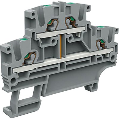 Złącze push-in 2,5 mm², 2-piętrowe, z mostkiem wewnętrznym pionowym, szare, EFD.2/CI/GR