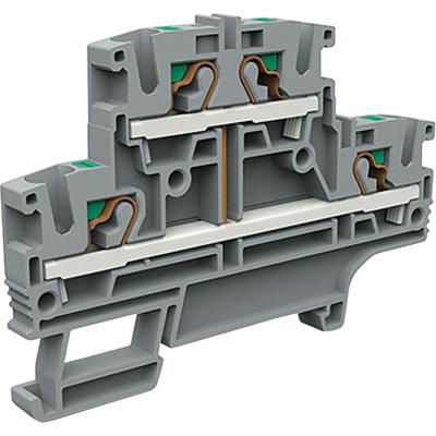 Złącze push-in 4 mm², 2-piętrowe, z mostkiem wewnętrznym pionowym, szare, EFD.4/CI/GR