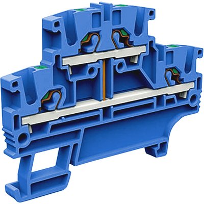 Złącze push-in 2,5 mm², 2-piętrowe, z mostkiem wewnętrznym pionowym, niebieskie, EFD.2/CI/BL
