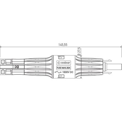 Złącze solarne SL4 bezpiecznkowe męskie/żeńskie (4-6 mm²), IS43430N - schemat