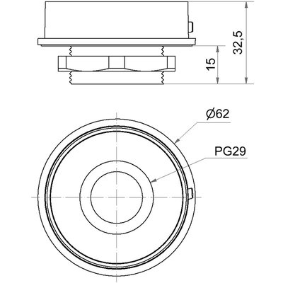 Mini Adapter do montażu w otworze (PG 29), 26070004 - schemat