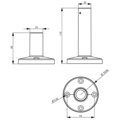 Rurka ze stopką 110 mm do kolumny ST70, COSTSTAND110

