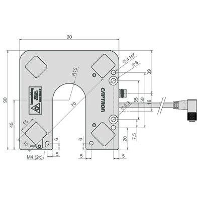 Czujnik optyczny do kalibracji TCP, OGLW2-70T5-2PS6 - schemat