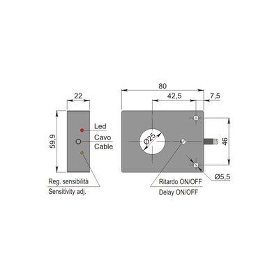 Czujnik indukcyjny z otworem SIA25-C PNP NO+NC R, SIA000151