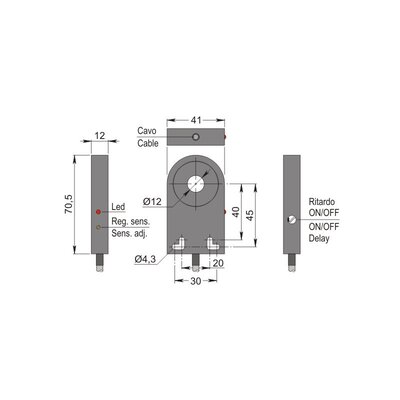 Czujnik indukcyjny z otworem SIA12-CE PNP NO+NC R, SIA000139
