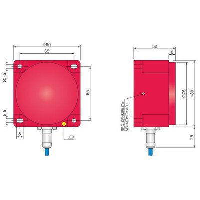 Czujnik indukcyjny Namur, ATEX, model SIQ80-NE50 LC10 AGD2, YIP000099