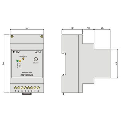 Wzmacniacz dla czujnika pojemnościowego wysokotemperaturowego ALSC 110/220 V AC, APL000002