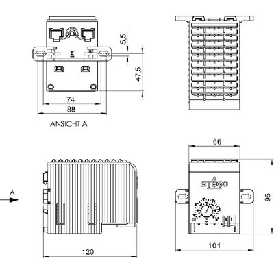 Dmuchawa grzewcza CS 032 Plus z UL, 600-1200 W, 220-240 V AC, 0°C do 60°C, 03233.0-00 -schemat