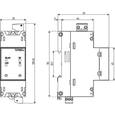 Konwerter TCPRS1+ - wymiary
