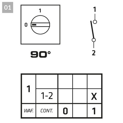 Łącznik krzywkowy 0-1 (1-biegunowy), C0400001R - schemat
