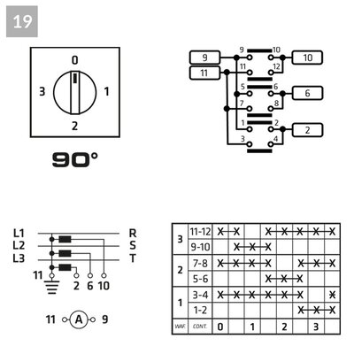 Przełącznik amperomierza, P0160019R - schemat