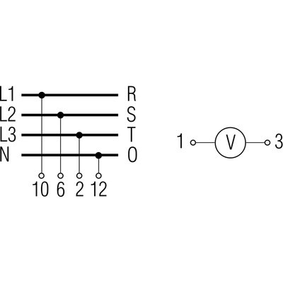 Przełącznik woltomierza fazowy i międzyfazowy CH10.A007.FT2.F785, 70009118 - schemat