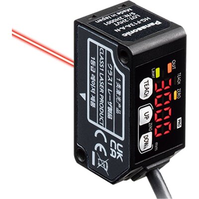 Laserowy czujnik odległości HG-F13A-A-P 250..3000 mm, PNP, 0-5 V/4-20 mA, przewód 2m, HG-F13A-A-P