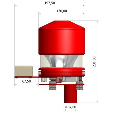 Lampa przeszkodowa średniej intensywności typu B, 24 V, z zintegrowanym automatem zmierzchowym oraz systemem sterowania GPS/GLONASS, SB2000/GS-24V