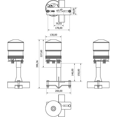 Konstrukcja wsporcza  T,  do lamp  przeszkodowych SB2000- schemat