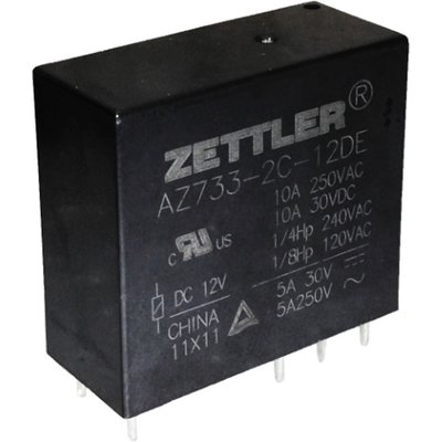 Przekaźnik miniaturowy 2CO, 12A, 24V DC, AgNi, wys. 25,5 mm, AZ733-2CB-24D