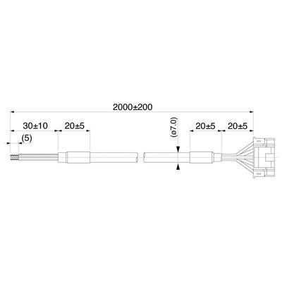 Kabel sygnału sterującego ze złączem WE/WY MINAS BL z 10-pinowym konektorem, jednostronnie rozszyty, 2 m, DV0PM20076-EU