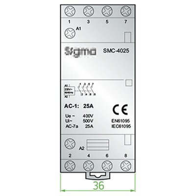 Stycznik modułowy, SMC-4025-4NO - schemat 1