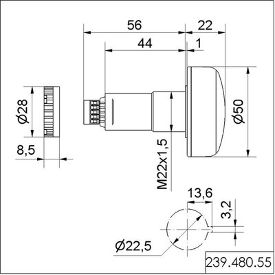 Sygnalizator optyczny LED seria 239, 24 V DC, 5 kolorów, IP65, 23948255 - schemat