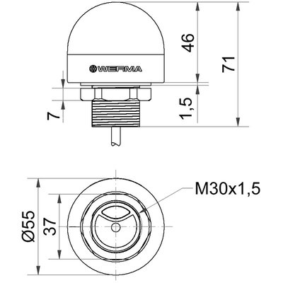 Sygnalizator optyczny LED seria 240, 24 V DC, 3 kolory, IP65, 24021055 - schemat