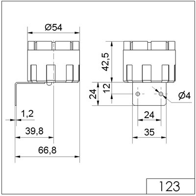 Sygnalizator akustyczny 105 dB, 12 V DC, 123, 12310054 - schemat