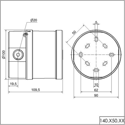 Sygnalizator akustyczny 115 dB, 230 V AC, 140, 14095060 - schemat