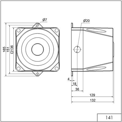 Sygnalizator akustyczny 110 dB, 115 / 230 V AC, 141, 14100068 - schemat