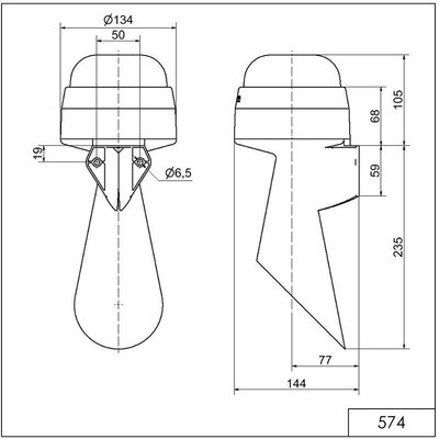 Sygnalizator akustyczny 108 dB, 115 / 230 V AC, 574, 57400060 - schemat