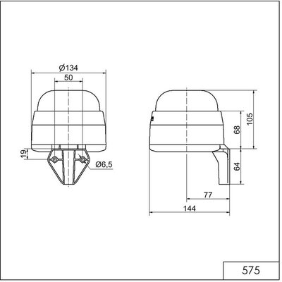 Sygnalizator akustyczny 108 dB, 24 V AC / DC, 575, 57500075 - schemat