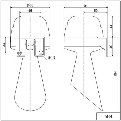 Sygnalizator akustyczny 98 dB, 48 V AC, 584, 58400066 - schemat