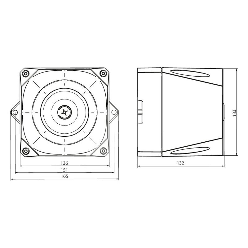Sygnalizator akustyczny 111 dB, ASMS960R - wymiary