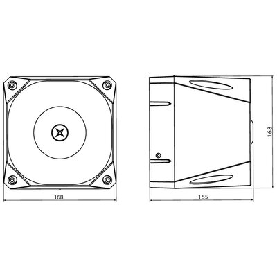 Sygnalizator akustyczny 120 dB, ASS230120R - wymiary