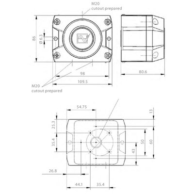 Sygnalizator akustyczny 100 dB, 23310100000 - wymiary