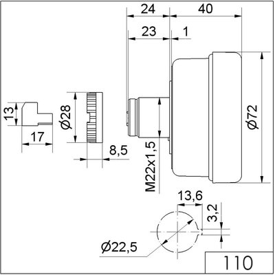 Sygnalizator akustyczny 100 dB, 230 V AC, 110, 11000068 - schemat