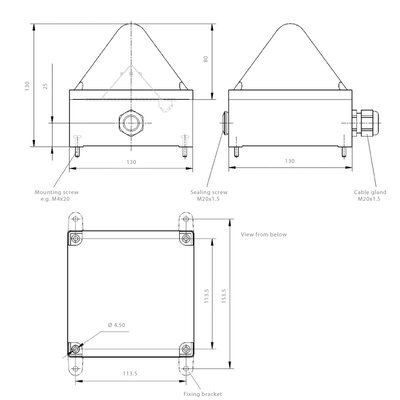 Sygnalizator optyczny QUADRO LED-HI, czerwony, LED, 230 V AC/DC, IP67, 21108645000