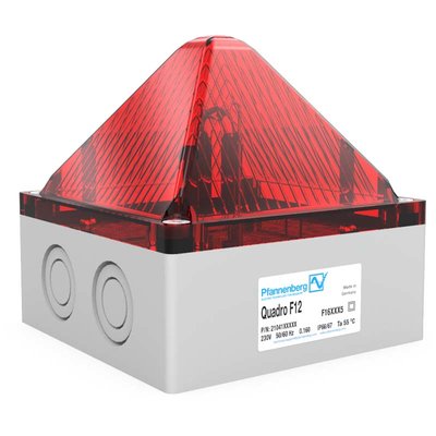 Sygnalizator optyczny Quadro F12, czerwony, palnik ksenonowy, 230 V AC, IP66/67, 21041105000