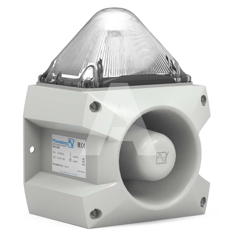 Sygnalizator optyczno-akustyczny PA X 5-05, biały palnik ksenonowy, 105 dB, 80 tonów, 230 V AC, IP66, 23351101055