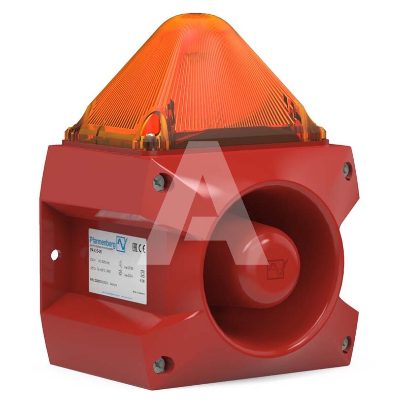 Sygnalizator optyczno-akustyczny PA X 5-05, pomarańczowy palnik ksenonowy, 105 dB, 80 tonów, 115 V AC, IP66, 23351154000