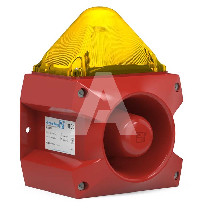Sygnalizator optyczno-akustyczny PA X 5-05, żółty palnik ksenonowy, 105 dB, 80 tonów, 115 V AC, IP66, 23351153000