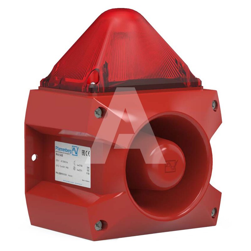 Sygnalizator optyczno-akustyczny PA X 5-05, czerwony palnik ksenonowy, 105 dB, 80 tonów, 115 V AC, IP66, 23351155000