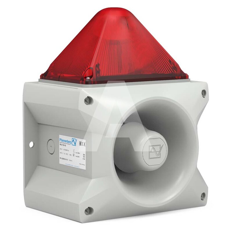Sygnalizator optyczno-akustyczny PA X 10-10, czerwony palnik ksenonowy, 110 dB, 80 tonów, 24 V DC, IP66, 23361805055