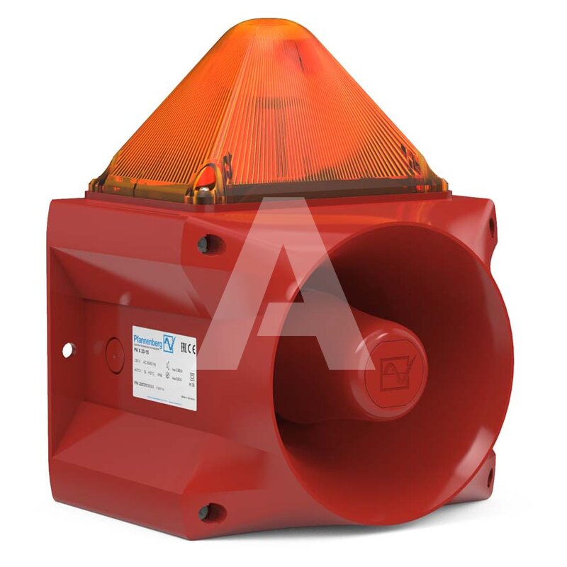 Sygnalizator optyczno-akustyczny PA X 20-15, pomarańczowy palnik ksenonowy, 120 dB, 80 tonów, 230 V AC, IP66, 23372104000