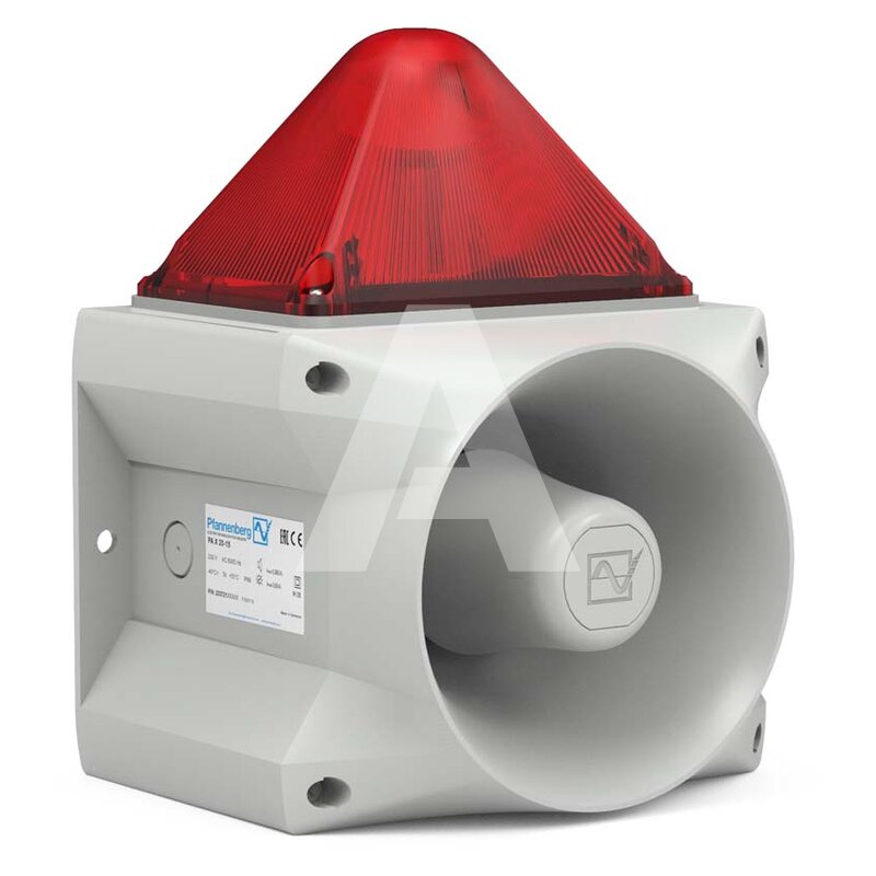 Sygnalizator optyczno-akustyczny PA X 20-15, czerwony palnik ksenonowy, 120 dB, 80 tonów, 230 V AC, IP66, 23372105055