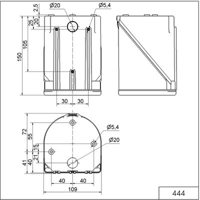 Sygnalizator optyczno - akustyczny 444, żółty LED, 114 dB, 32 tony, 230 V AC, IP65, 44430068 - schemat