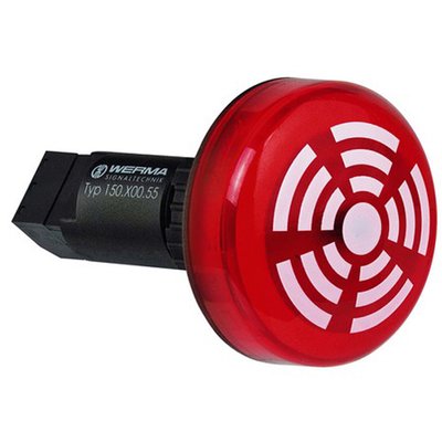 Sygnalizator optyczno-akustyczny 150, czerwony LED, 80 dB, 1 ton, 115 V AC, IP65, 15010067