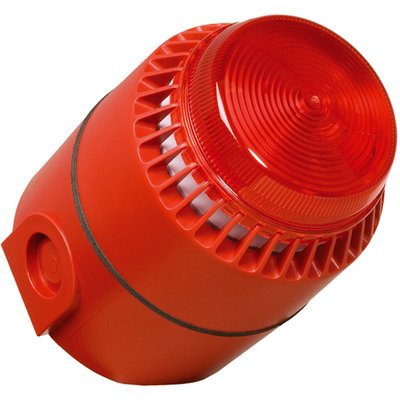 Sygnalizator optyczno-akustyczny Flashni, czerwony palnik ksenonowy, 110 dB, 32 tony, 18-28 V DC, IP65, FLSVRLRDSEPSW