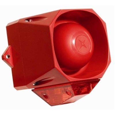 Sygnalizator optyczno-akustyczny Asserta Midi AV, czerwony palnik ksenonowy, 108 dB, 32 tony, 9-60 V DC, IP66, ASMSB9-60VR